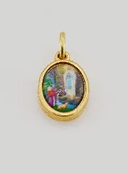 Metall-Medaille Unserer Lieben Frau von Lourdes Goldfarben - 14mm
