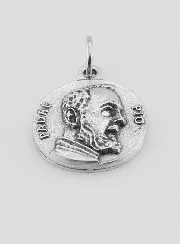 Medaille Pater Padre Pio Metall Silberfarben 18mm