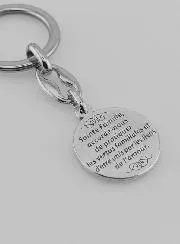 Schlüsselanhänger Heilige Familie Silberfarben mit Gebet