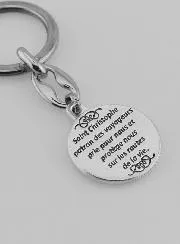 Schlüsselanhänger Hl. Christophorus Silberfarben mit Gebet