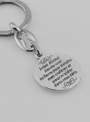 Schlüsselanhänger Heiliger Erzengel Michael Silberfarben mit Gebet