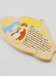Holz Ikone mit Gebet Vater Unser und Heilige Familie - 17 cm