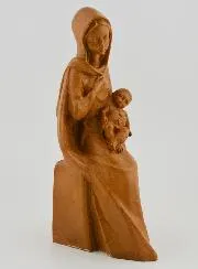 Figur Madonna sitzend mit Kind - holzfarben 16cm