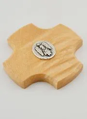 Kinderkreuz aus Ahornholz - Schutzengel versilbert 9cm