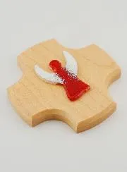 Ahornholz-Kreuz mit Glas-Engel-Auflage 9cm