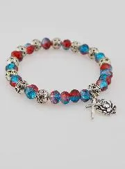 10er Rosenkranz Armband Silberperlen und Strass Krsitall
