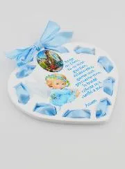 Ikone Schutzengel Blau - Geschenk zur Taufe für Jungen - 11 cm