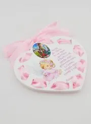 Ikone Schutzengel Rosa - Geschenk zur Taufe für Mädchen - 11 cm