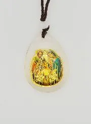 Glas-Medaille Tropfenform - Heilige Familie - mit Band