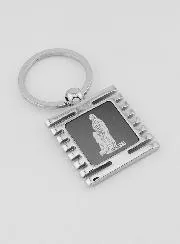 Schlüsselanhänger Unsere Liebe Frau von Lourdes Schwarz und Silber 3,5cm
