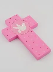 Kinderkreuz Taube Rose 12cm