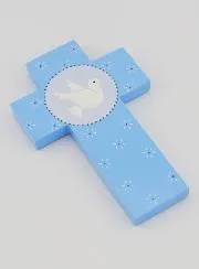 Kinderkreuz Taube Blau 12cm