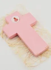 Kinderkreuz Holz Lamm Rose 12cm