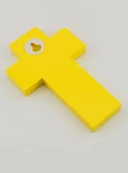 Handbemaltes Holzkreuz Kinder der Welt Gelb 12cm