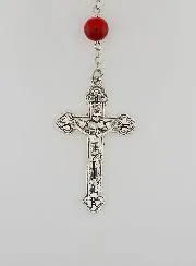 Rosenkranz Modeschmuck von Lourdes Rote Schmuckstein-Perlen 8mm