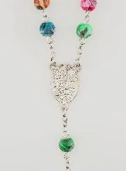 Rosenkranz Aktuell Modeschmuck von Lourdes Regenbogen Perlen 70cm