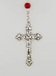 Aktueller Rosenkranz von Lourdes Modeschmuck Perlmutt Rot 60cm