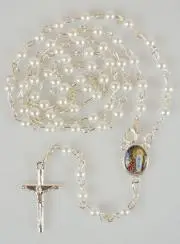 Lourdes-Rosenkranz Perlmutt Weiss mit Verschluss