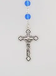 Lourdes Rosenkranz Kreuzweg Kristallperlen Blau