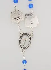 Lourdes Rosenkranz Kreuzweg Kristallperlen Blau