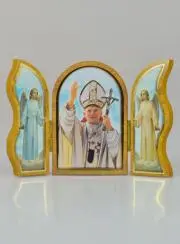 Byzantinische Triptychon Ikone Johannes Paul II. - 12cm