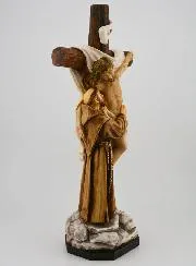Figur Hl Franziskus am Fuß des Kreuzes - 30 cm