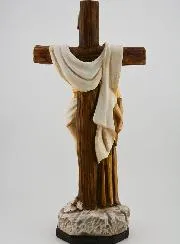Figur Hl Franziskus am Fuß des Kreuzes - 30 cm