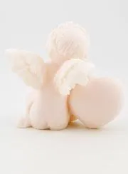 Alabasterfigur Schutzengel Schlafend auf Herz - 9 cm