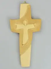 Auferstehungskreuz Modern Geschnitzt mit Gold - 15 cm