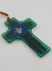 Glas-Kreuz Handgefertigt Friedens Taube - 12 cm