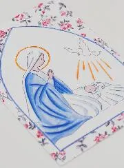 Karte zur Taufe - Heilige Maria und Taube