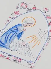 Karte zur Taufe - Heilige Maria und Taube
