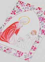 Taufkarte Maria und Schutzengel - Pink