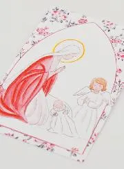Karte zur Taufe Maria und Schutzengel - Rosen