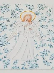 Karte zur Taufe Engel Schutzengel und Blaue Rosen