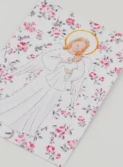 Karte zur Taufe Schutz-Engel und Rosa Blumen