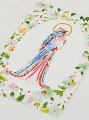 Karte zur Taufe heilige Maria Gekrönt mit Lilie - Grün