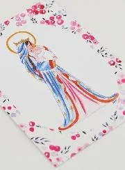 Karte zur Taufe - Maria Gekrönt mit Lilie - Pink