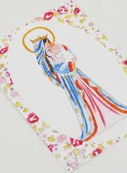 Karte zur Taufe Maria Gekrönt mit Rosa Lilien