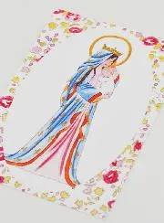 Karte zur Taufe Maria Gekrönt mit Rosa Lilien