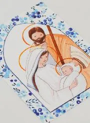 Taufkarte Heilige Familie - Blau