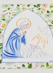 Taufkarte Maria und Heilige Geist Taube