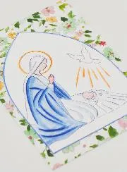 Taufkarte Maria und Heilige Geist Taube