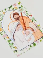 Karte zur Taufe - Die Heilige Familie - Grün