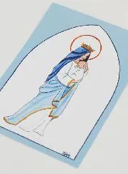 Taufkarte Gekrönte Maria mit dem Kind - Hellblau