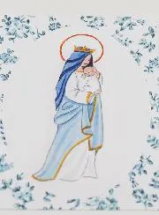 Taufkarte heilige Maria Gekrönt mit dem Jesus-Kind