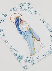 Taufkarte heilige Maria Gekrönt mit dem Jesus-Kind