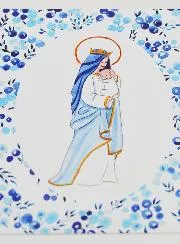 Karte zur Taufe Gekrönte Maria mit dem Jesus-Kind