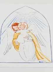 Karte zur Taufe Schutz-Engel und Heiliger Geist - Weiss