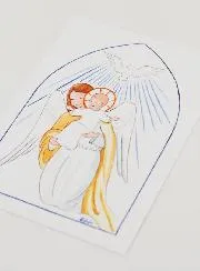 Karte zur Taufe Schutz-Engel und Heiliger Geist - Weiss